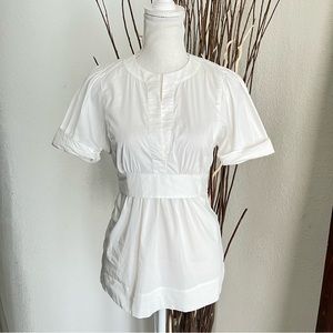 BCBG Maxazria White Tie Back Cuff Sleeve Top XS